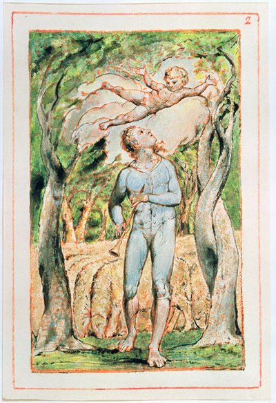 Lieder der Unschuld; der Pfeifer (Frontispiz), 1789 von William Blake